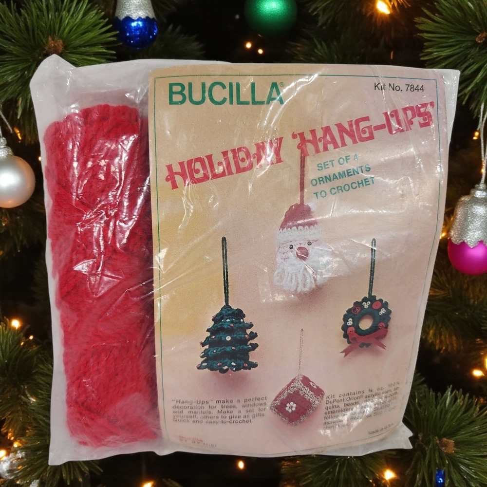 Bucilla Christmas Needlecraft Kit 7844 Jeweled Holiday 4 Ornaments Vintage Santa